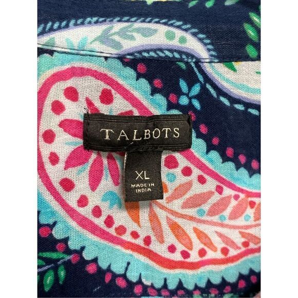 Talbots Women's Paisley Long Sleeve Button Up Shirt Multicolor Size X-L NWOT - Picture 4 of 7